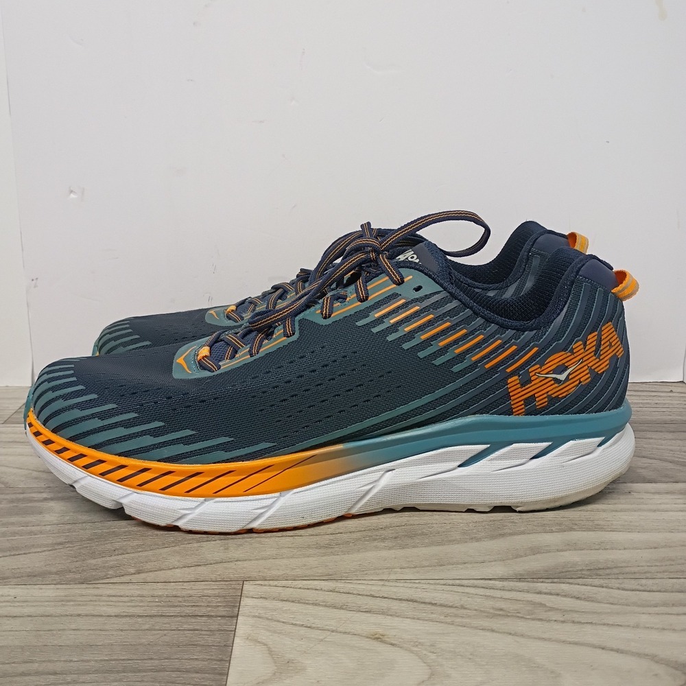 Hoka One One Clifton 5 Shoes Men's Size 14 Blue Running Sneakers 1093755